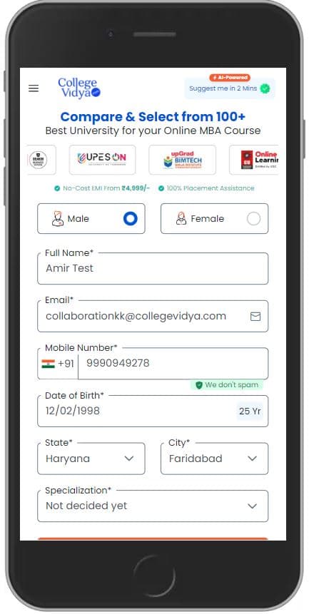 College Vidya Mobile Screen